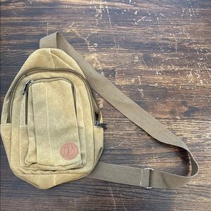 Tan Canvas Sling Bag